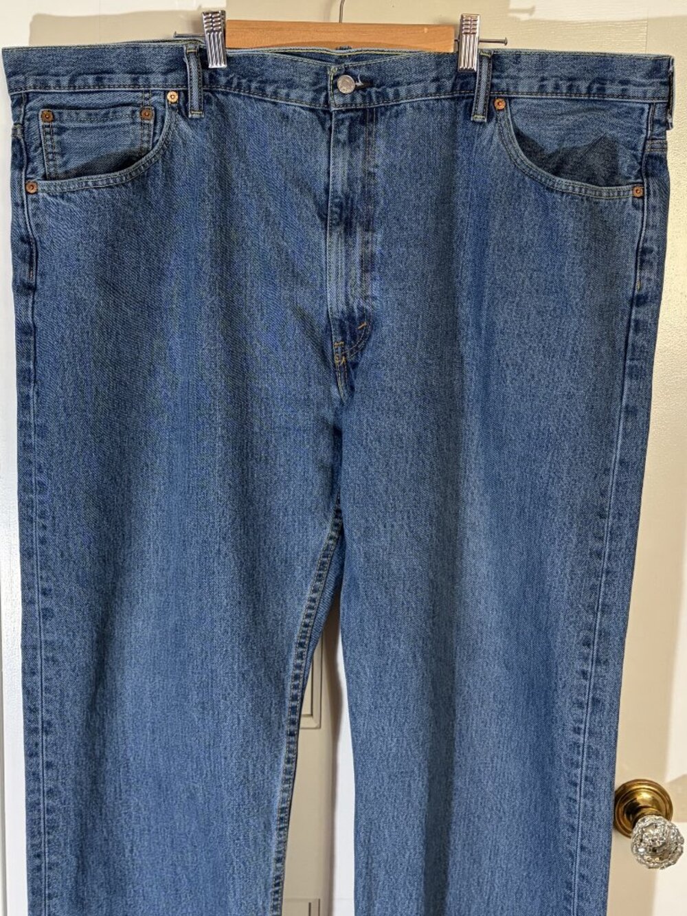 Levi's 505 Regular Fit Straight Leg Jeans Blue Denim Mens 48x32 Big & Tall